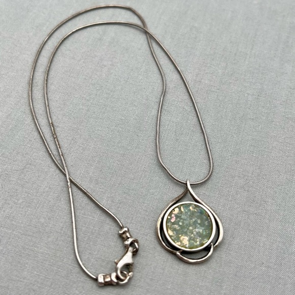 Spira “SA Bruria” Handcrafted Roman Glass & Sterling Pendant Necklace - Picture 8 of 9